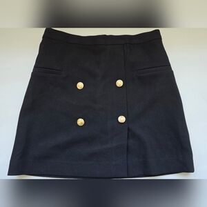 H&M Black Mini Skirt with Gold Buttons Size 8
